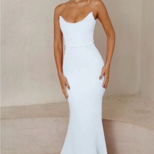 Strapless White Mermaid Evening Dress